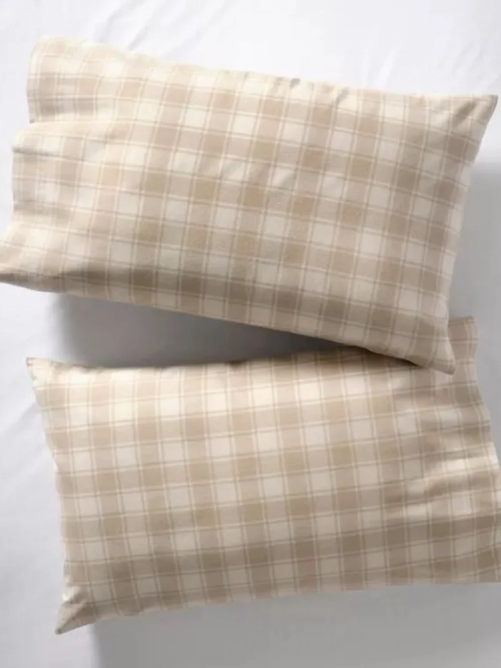 L.L. Bean Ultrasoft Comfort Flannel KING Sheet Set in Driftwood/Bone Plaid NEW